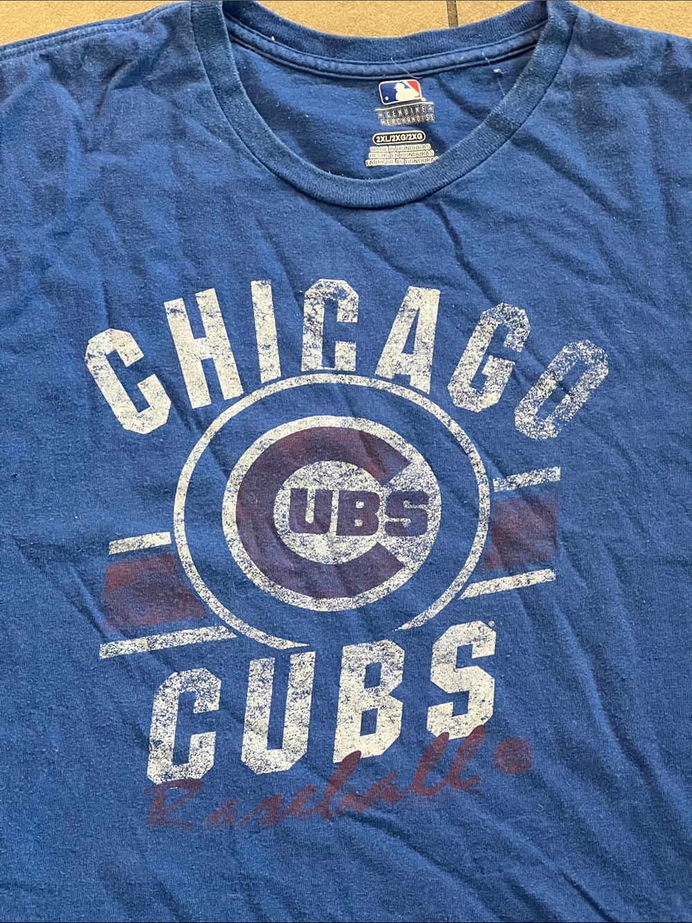 Chicago Cubs Men's Blue Graphic T-Shirt xxl 2x MLB faded z92